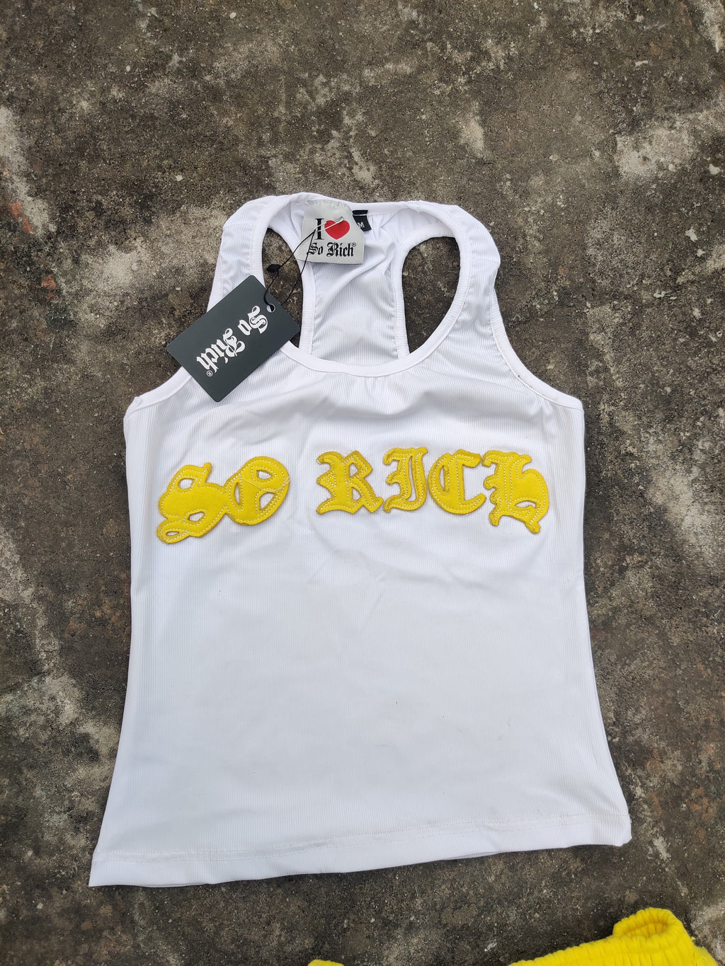 SR White Ribbed Tank w/ Sweatpants Set
