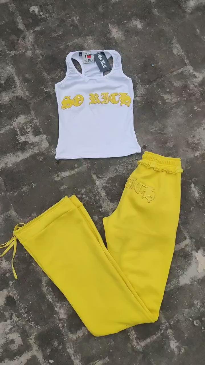 SR White Ribbed Tank w/ Sweatpants Set